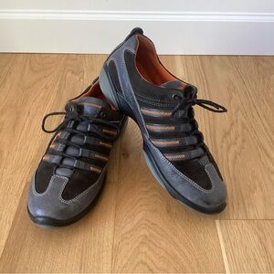 Ecco Dark Gray Leather Athletic Shoes with Orange Accents
